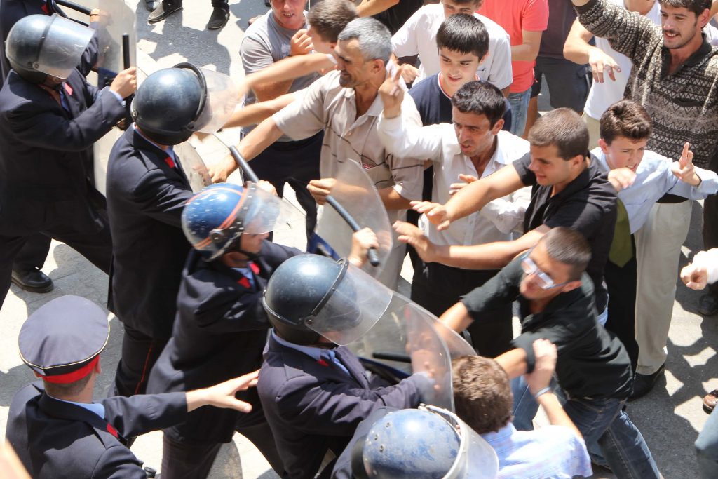 Riot shot of Eagle Film in Albania.